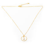Simple Ring & Pearl Necklace In Gold Plate