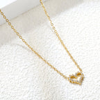 Halo Heart Pendant Necklace – 18K Gold Plated