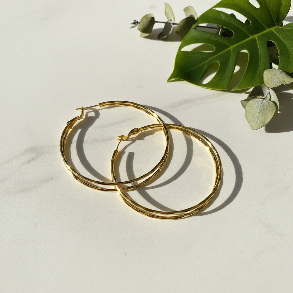 Double Strand Hoop Earrings – Gold Plated