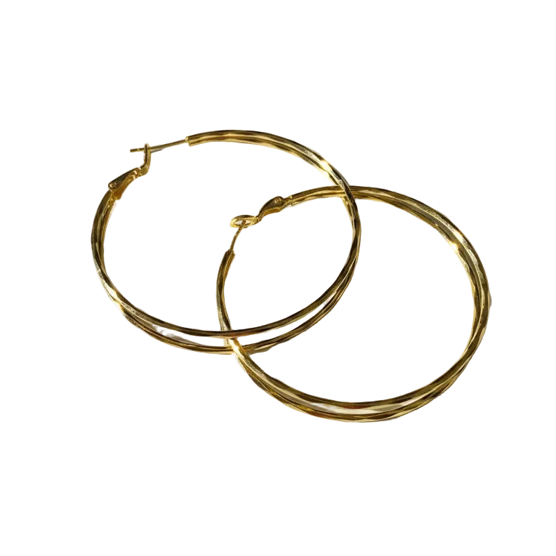 Double Strand Hoop Earrings – Gold Plated